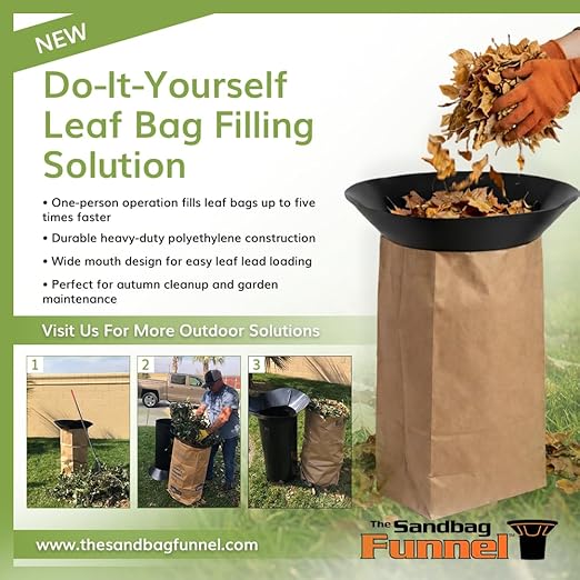 Heavy Duty HDPE Leaf Bag Funnel for 30 Gallon Yard Waste Bags – Reusab