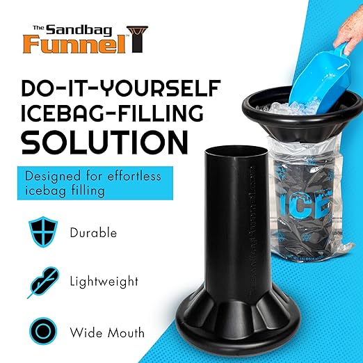 Ice Bag Extra Large Funnel Wide Mouth - Durable HDPE Plastic Funnels,